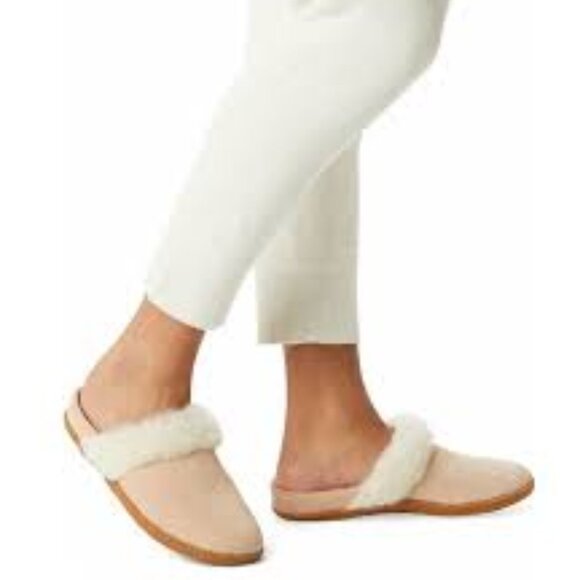 SOREL Nakiska II Faux Shearling Lined Slide Slipper in Dusty Tan/Natural Size 6 - Picture 3 of 10